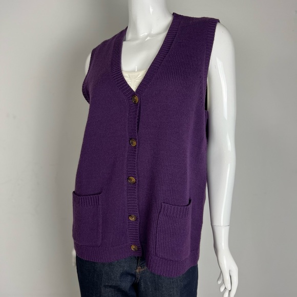 The Tog Shop Knitted Vest Utility Button Sleeveless Jacket With Cargo Pockets - Picture 5 of 8